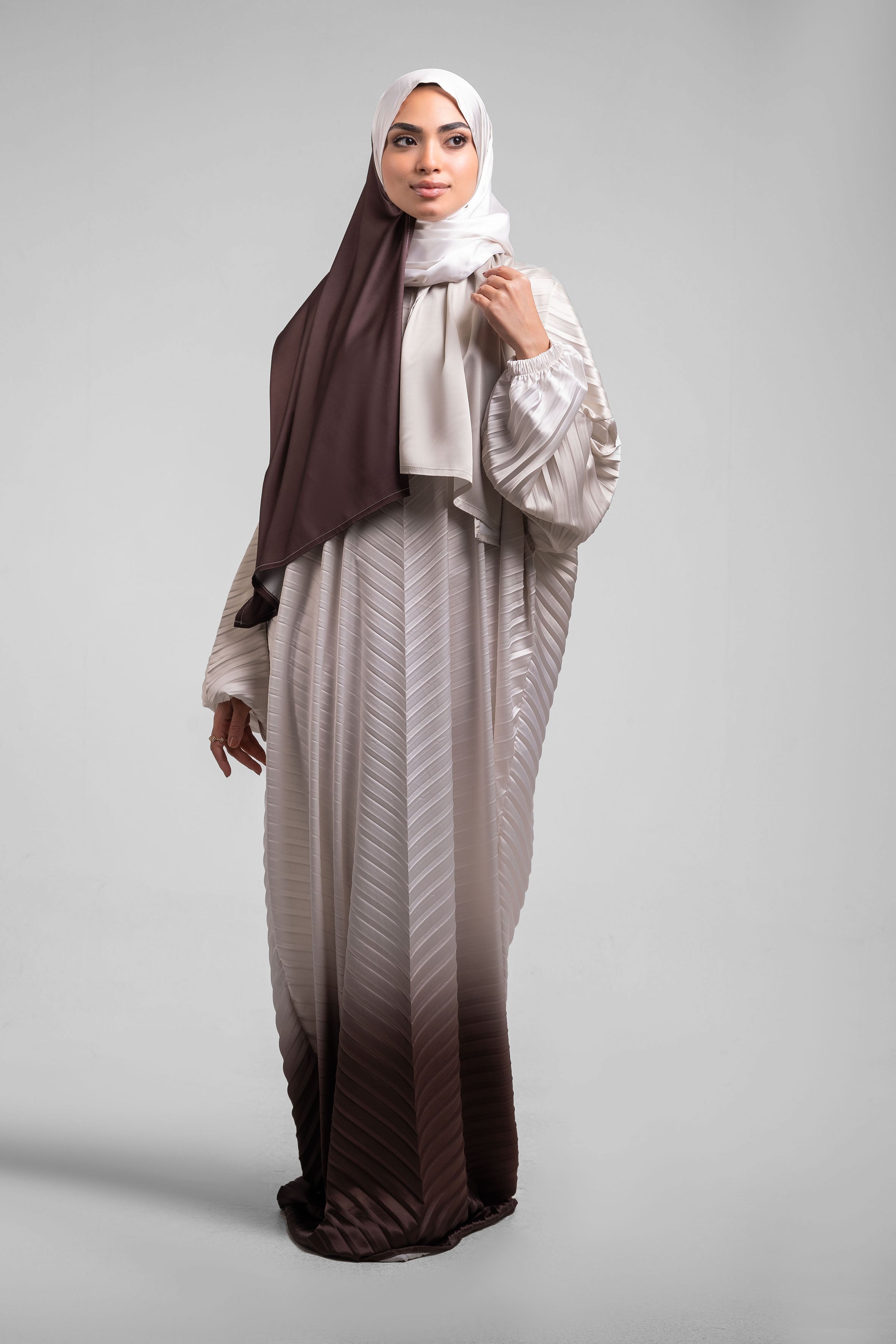 Beige to Brown Pleated Satin