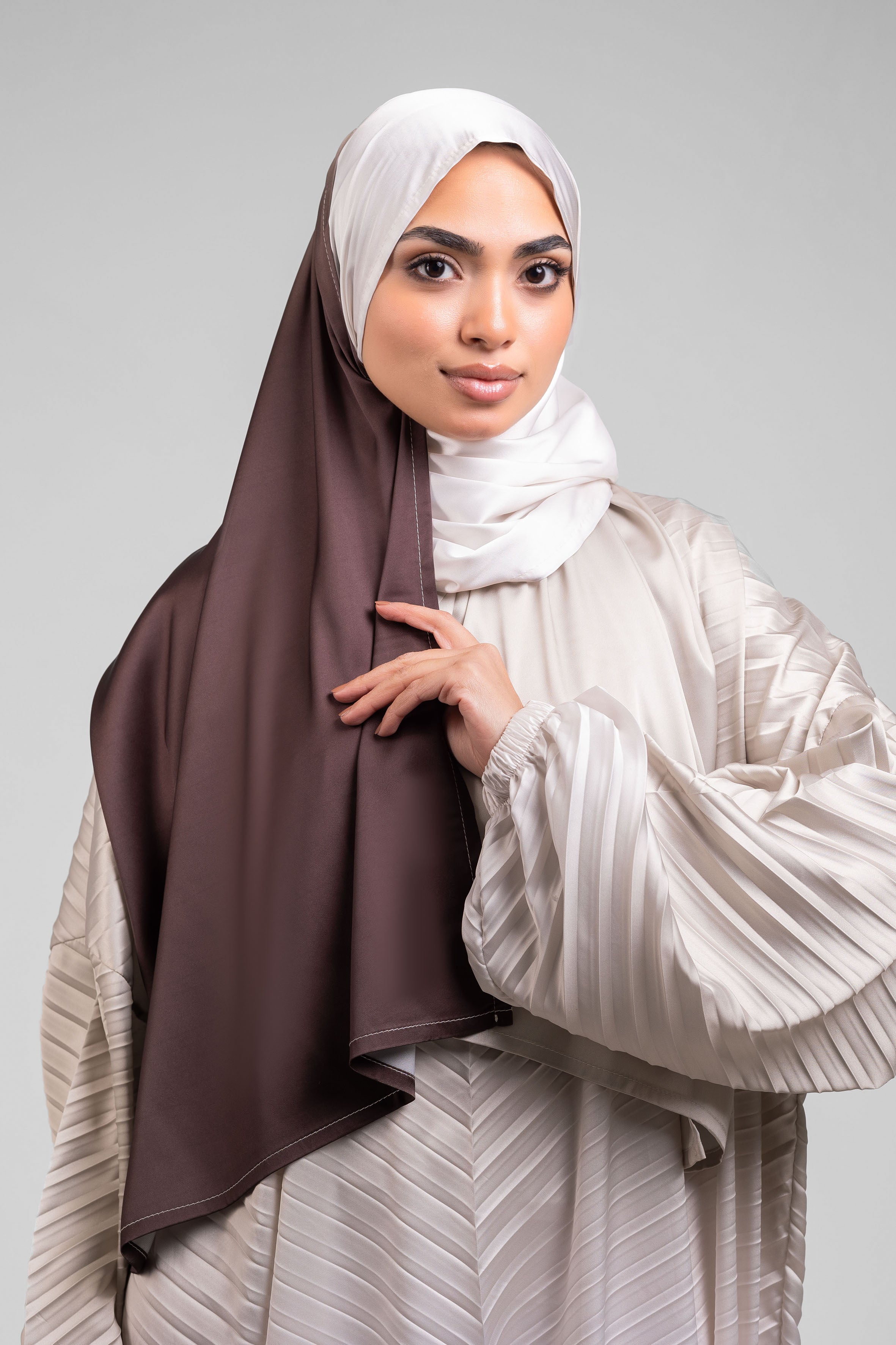 Beige to Brown Pleated Satin