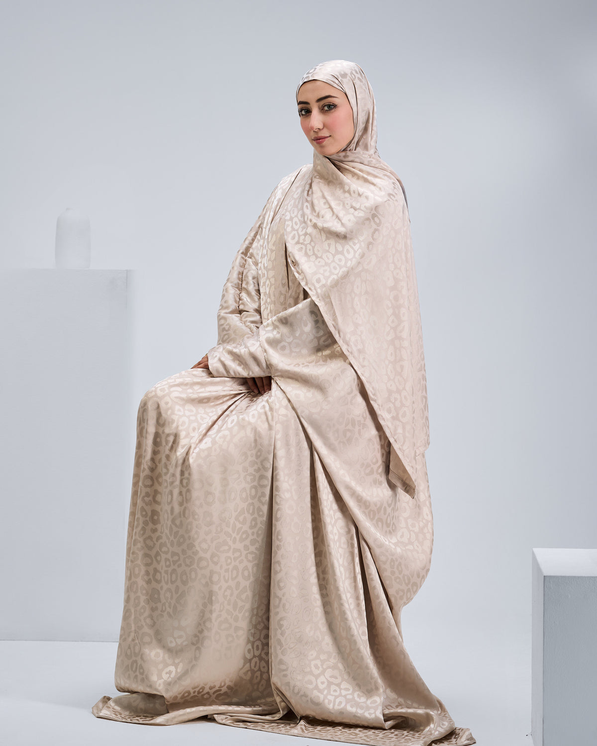 Beige Satin Jacquard butterfly
