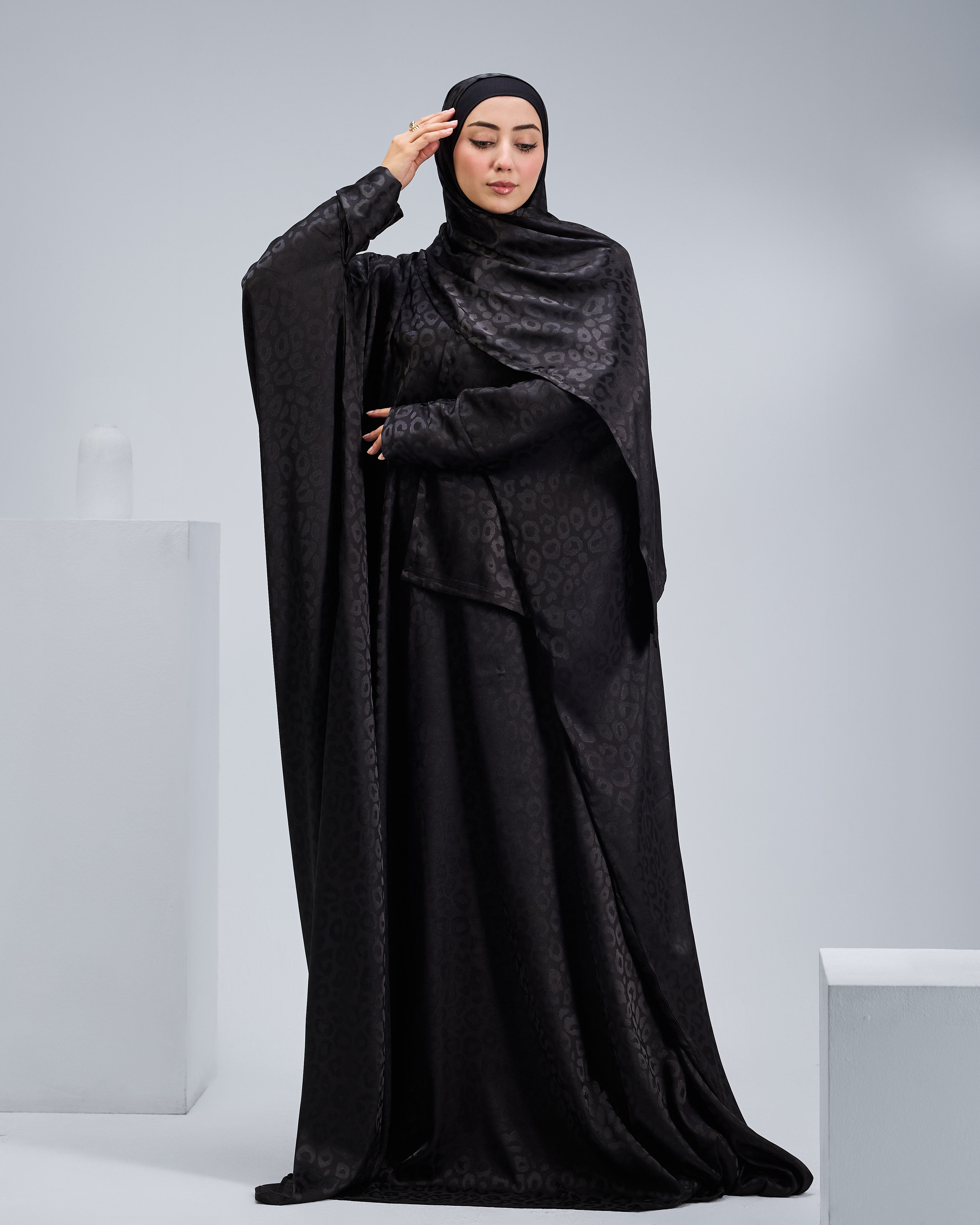 Black Satin Jacquard butterfly