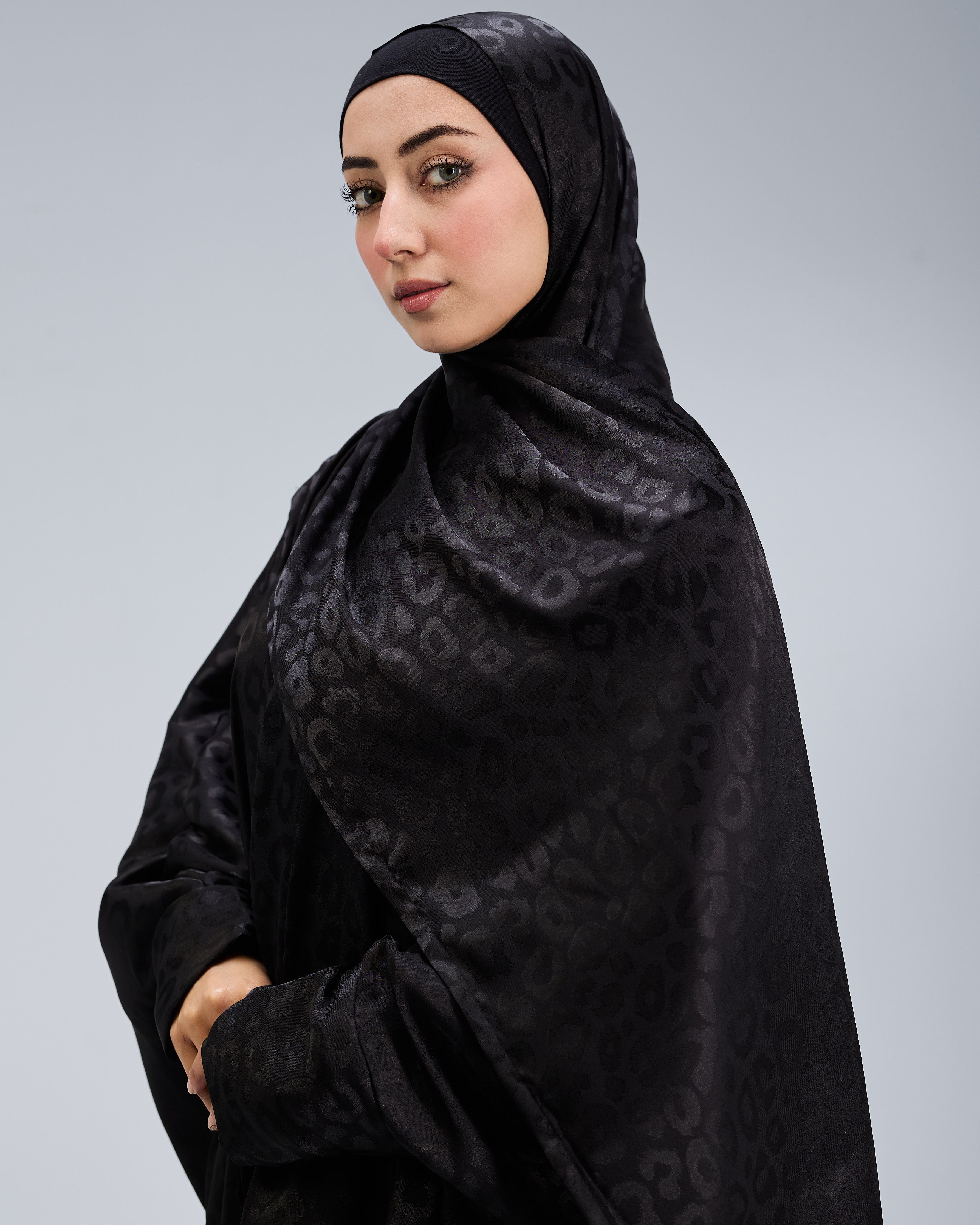 Black Satin Jacquard butterfly