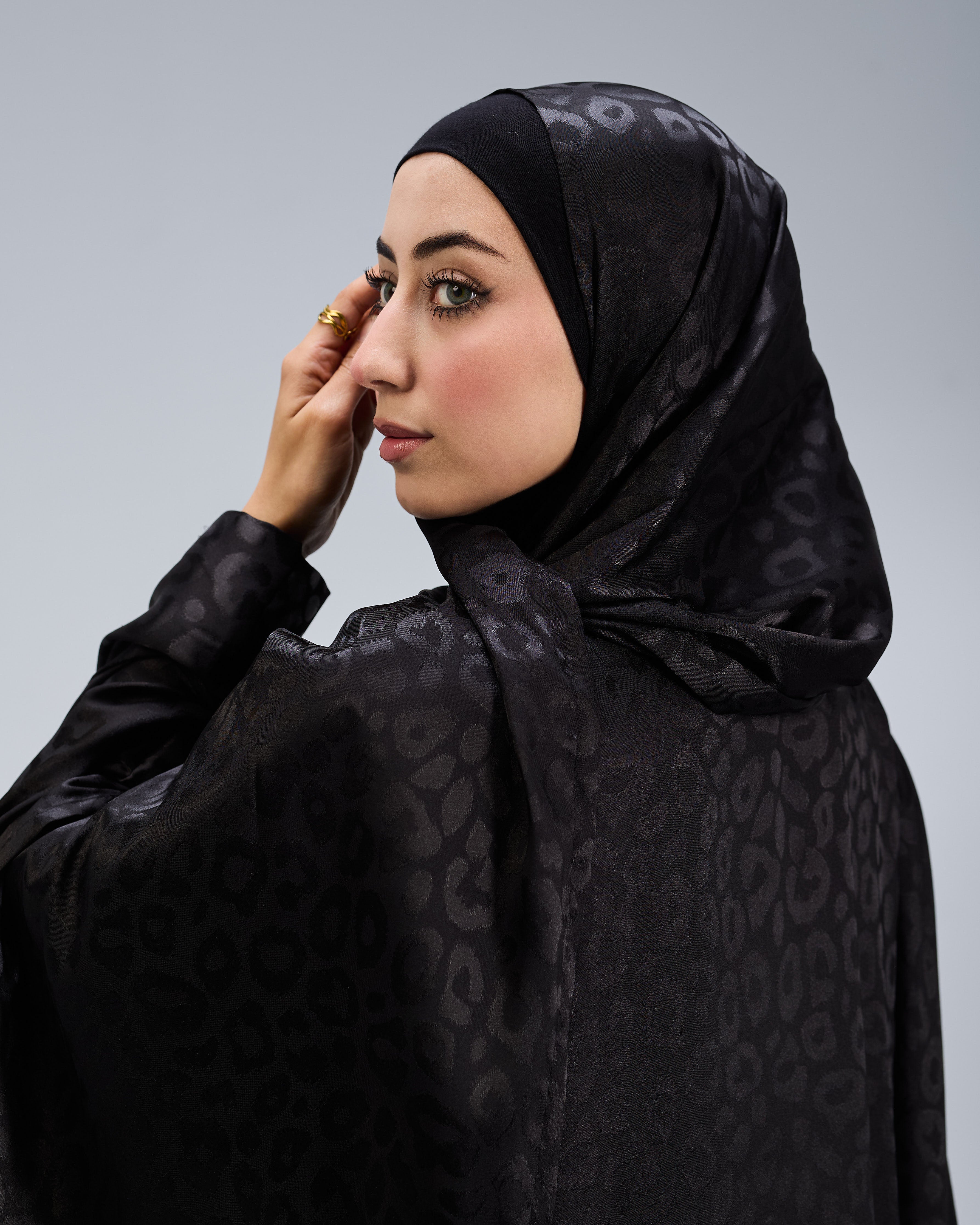 Black Satin Jacquard butterfly