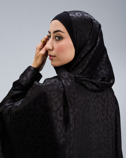 Black Satin Jacquard butterfly