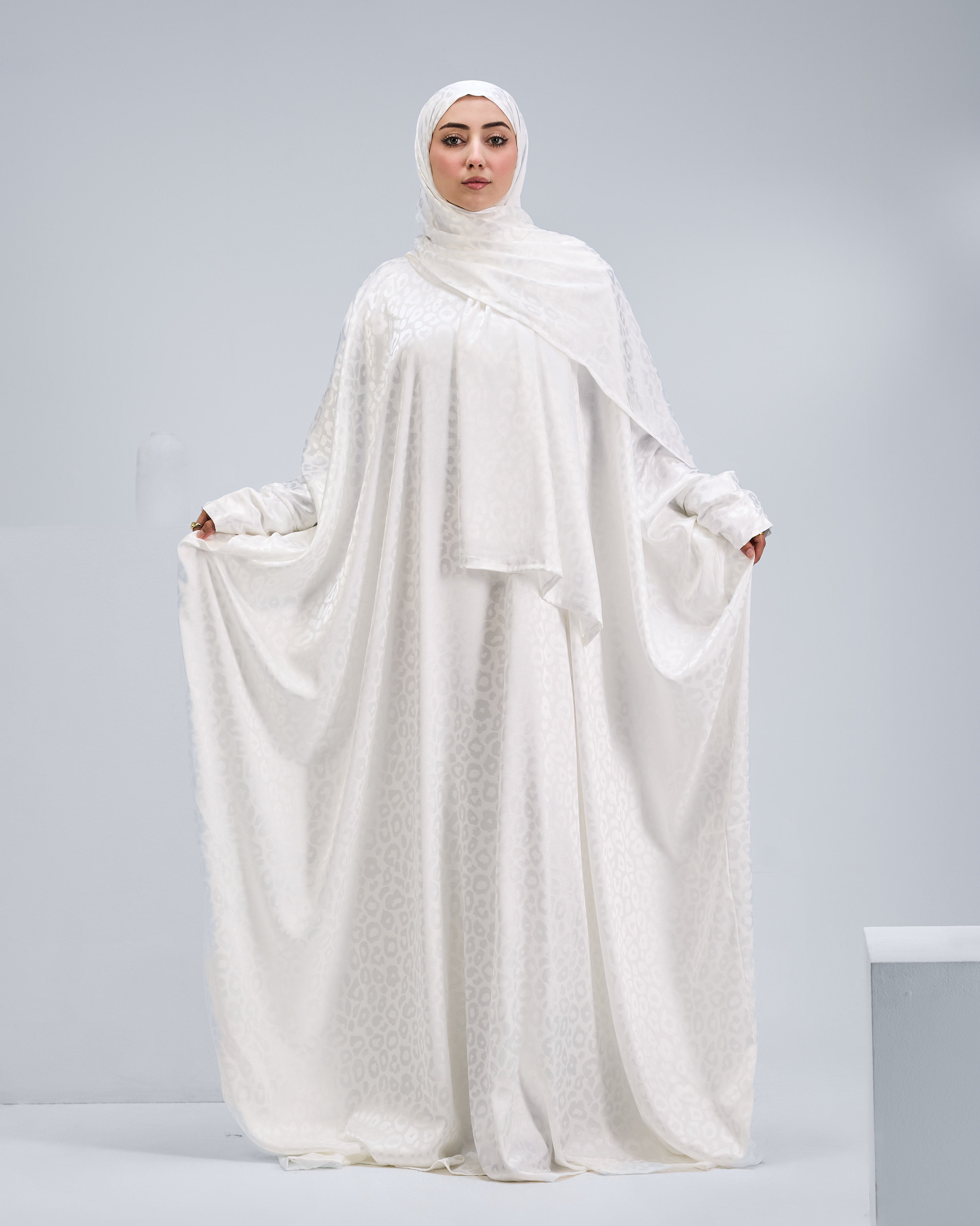 White Satin Jacquard butterfly
