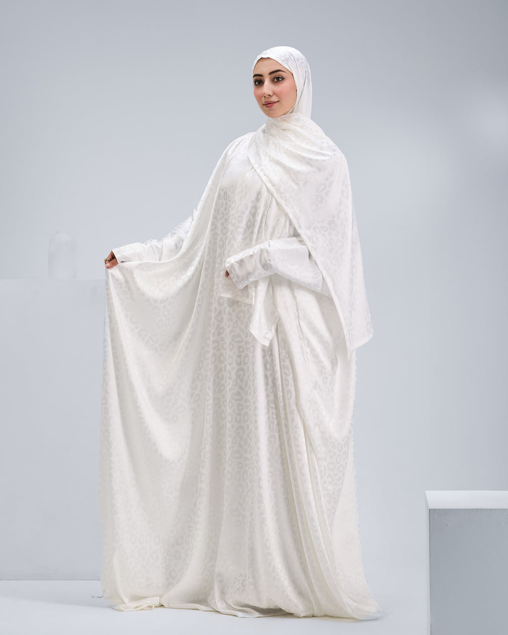 White Satin Jacquard butterfly