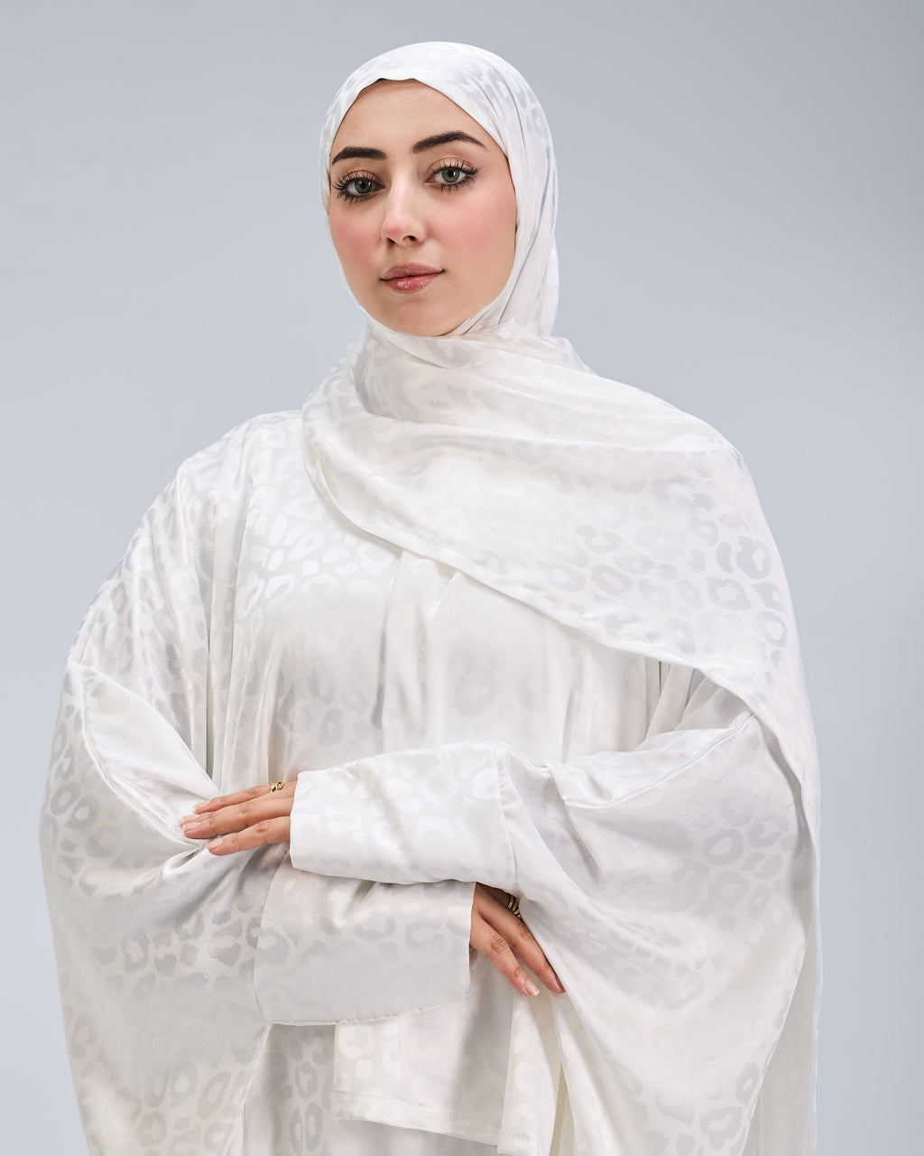 White Satin Jacquard butterfly