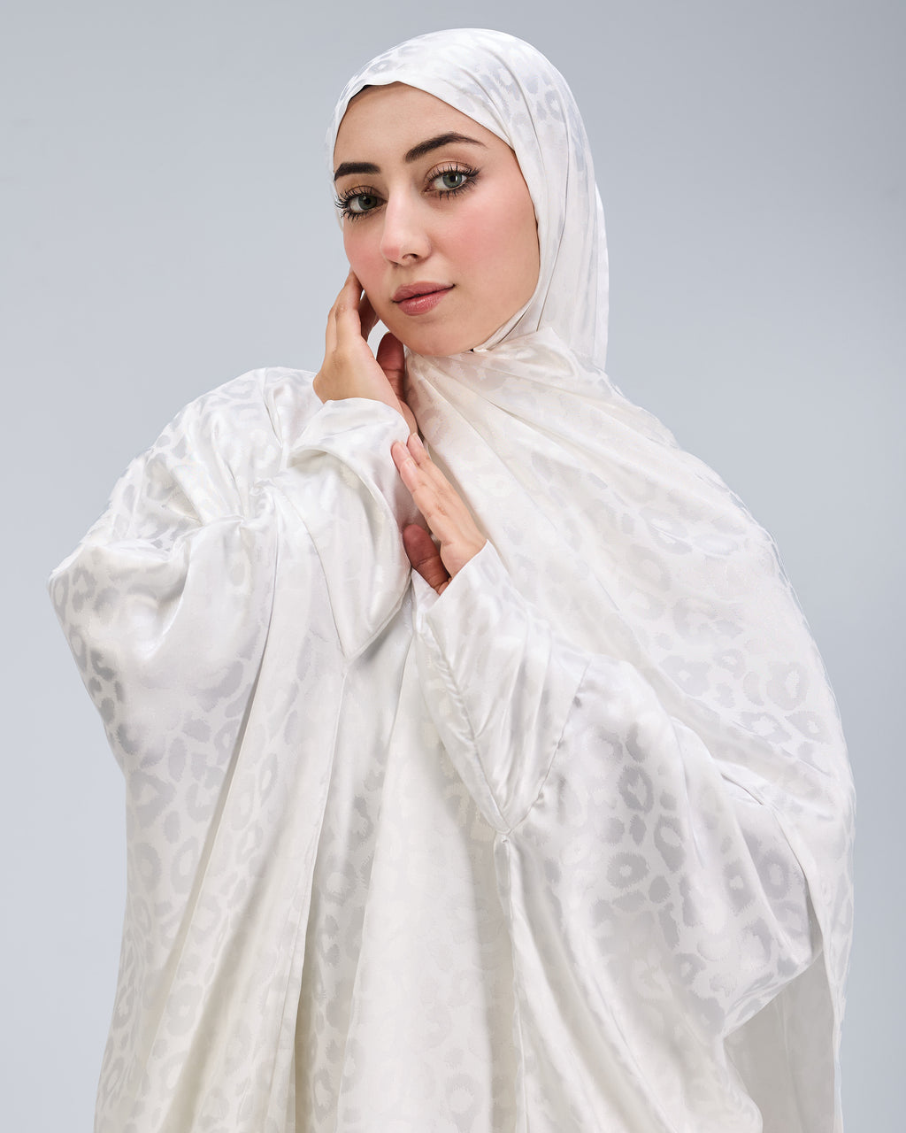 White Satin Jacquard butterfly