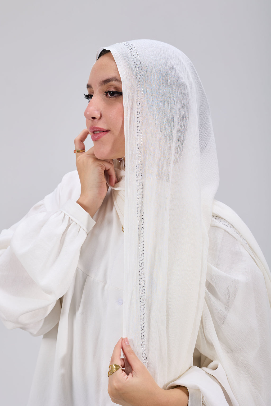 White Embroidered