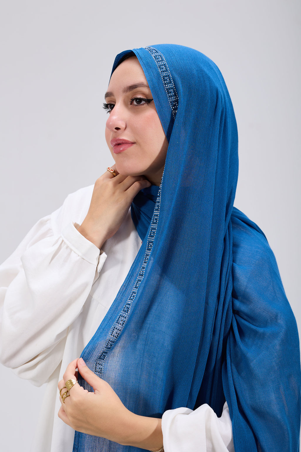 Light Blue Embroidered