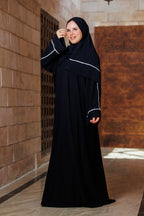 Black Isdal In Abaya White line
