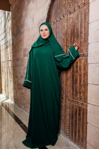 Hunter Green Isdal In Abaya White line