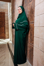Hunter Green Isdal In Abaya White line
