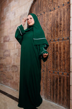 Hunter Green Isdal In Abaya White line